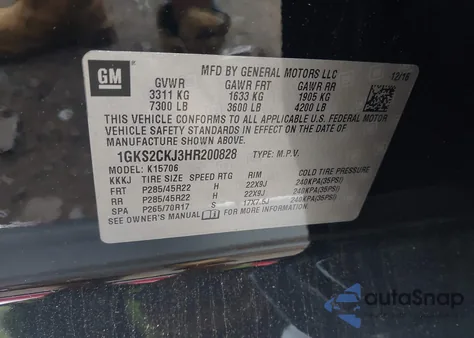 2017 GMC Yukon Denali из США, поврежденный, VIN 1GKS2CKJ3HR200828